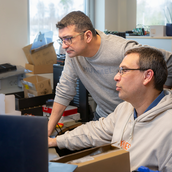 Khalid is mainly working with our electronic devices. Here he is working together with colleague Daniel..jpg