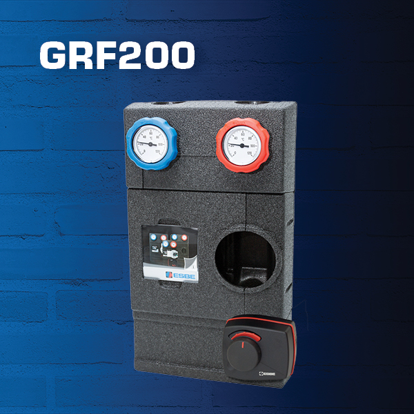 ESBE GRF200 is a circulation unit with mixing function that can be supplemented with an actuator or a controller from the ESBE ARA or CRx ranges.
